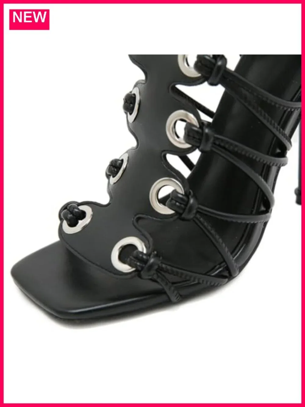 Faux Leather Peep Toe Gladiator Sandals Lace Up High Heel Zip Over Knee Bootie